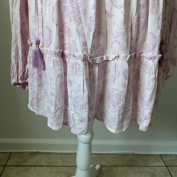 NWT House Of Harlow 1960 Ajay Ruffle Boho Purple Gold Mini Dress Size S - Picture 11 of 15